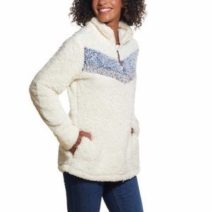 Sherpa chevron fuzzy cozy quarter zip